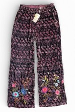 Johnny Was Los Angeles Medium Ulla Velvet Wide Leg Pants Embroidered NEW 350