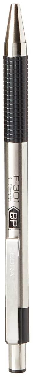 ZEBRA Pen F-301 Black Ballpoint Pens, Ultra Stylish Stainless Steel Black Biro P
