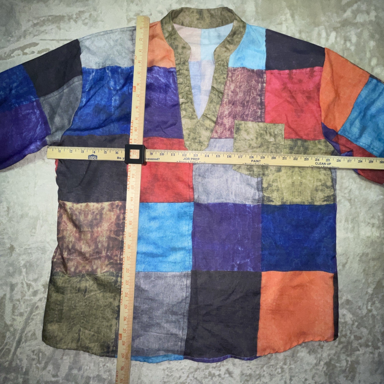Men’s Colorful Patchwork Pattern V-Neck Tunic Kur… - image 2