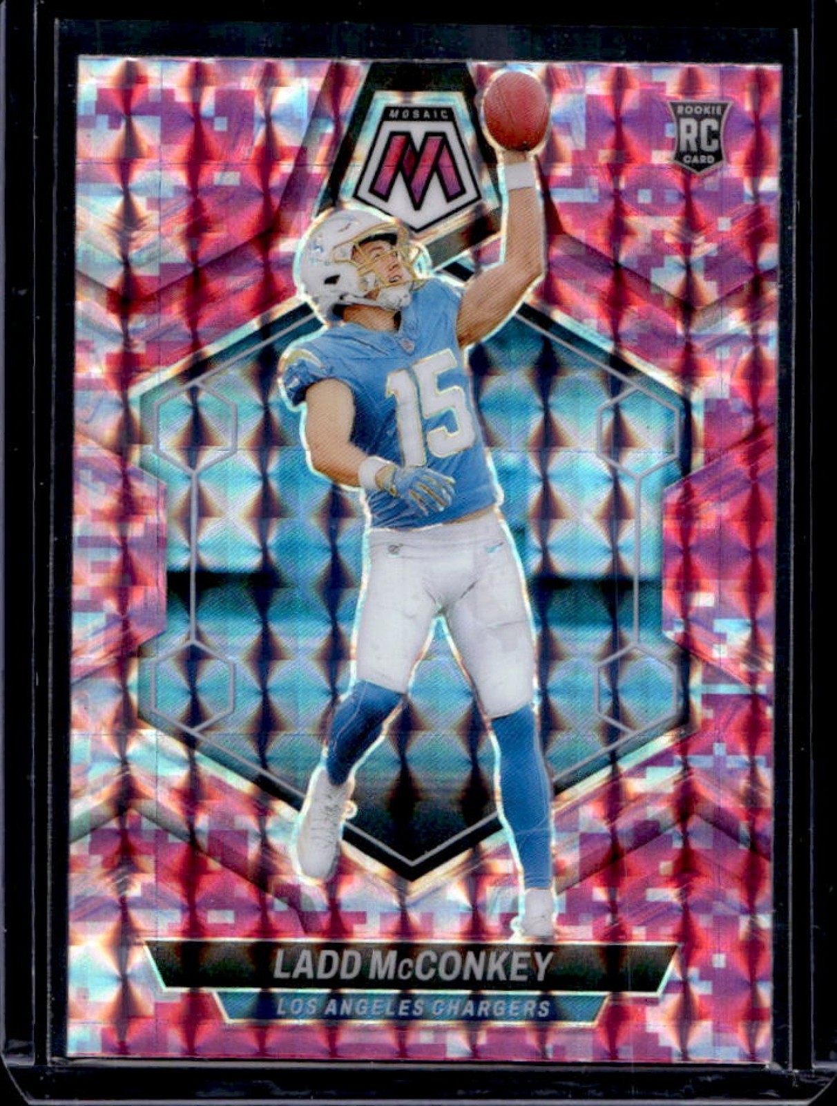 2024 Mosaic Ladd McConkey RC Camo Pink Prizm Rookie #334 Chargers