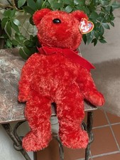 TY Beanie Buddy Buddies SIZZLE - Red PLUSH Bear 14  Tyhair 2001 Bent Tag 