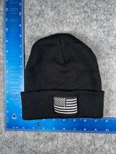USA American Flag Beanie Toque Adult Black Knit 100 Acrylic Ski Snow Outdoors