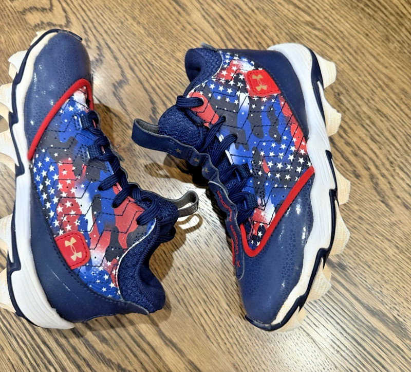 Size 13K Under Armour Harper 9 RM Jr USA Baseball Cleats 3027451-400 patriotic