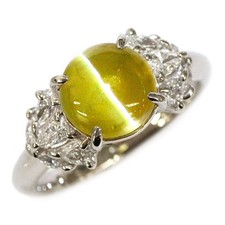 Pt900 Chrysoberyl Cat's Eye Diamond Ring 3.92ct D0.71ct - Auth free shipping fro