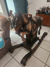 Large Vintage Wooden Rocking Horse Brown Classic Toy