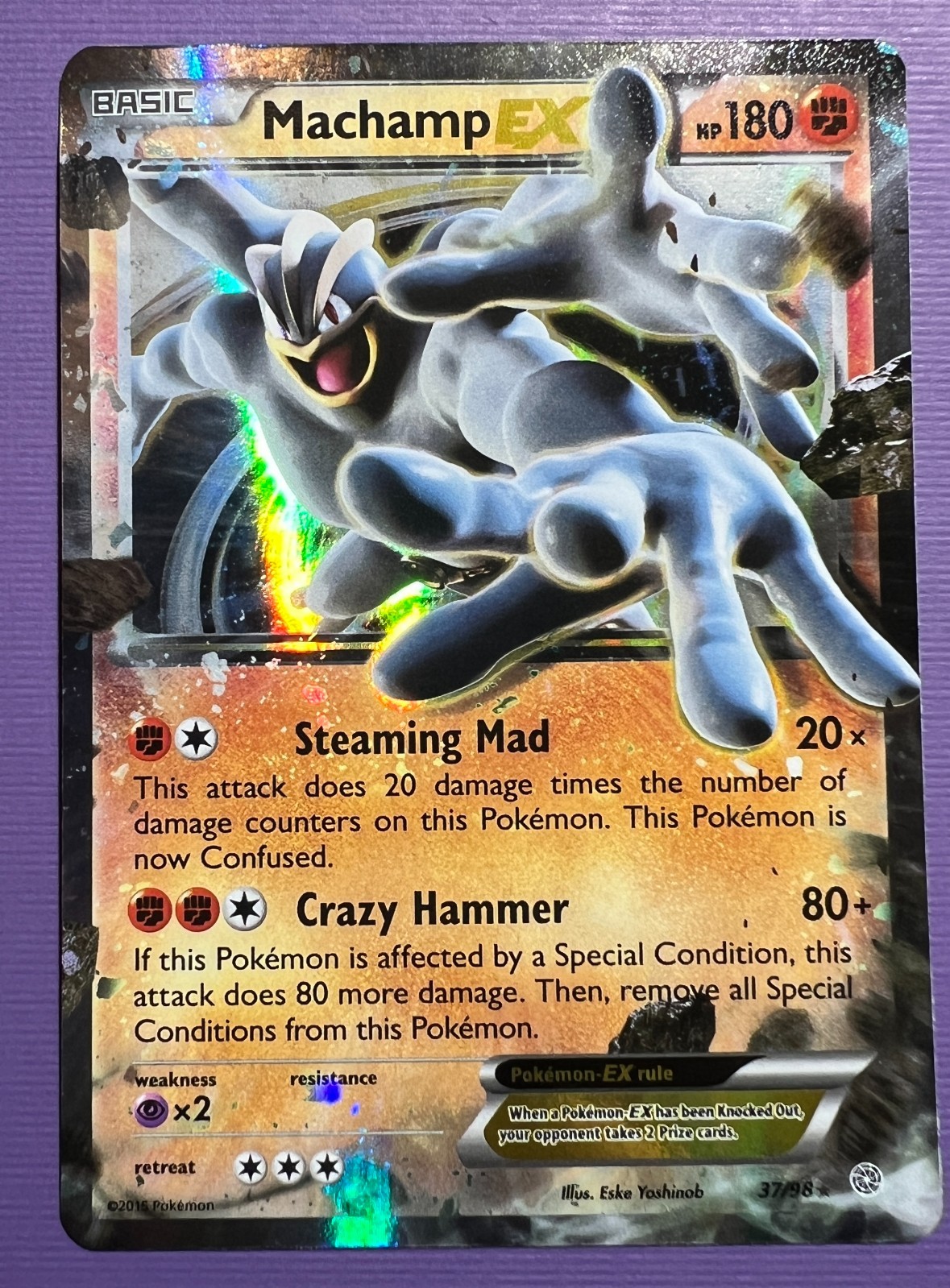 2015  Pokemon TCG  Ancient Origins Machamp EX  #37/98 RAW Near Mint