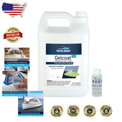 White Marine Gelcoat w/Wax Gallon - Easy Apply Boat Building Coating