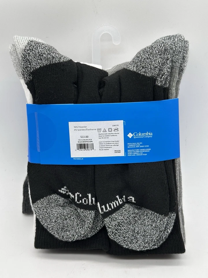 НОВЫЙ 6 ПАРА УПАКОВКА ЖЕНЩИН COLUMBIA SPORTS ЭКИПАЖА НОСКИ ПОЛОВИНА ПОДУШКИ РАЗМЕР 4-10 - Изображение 2 из 4