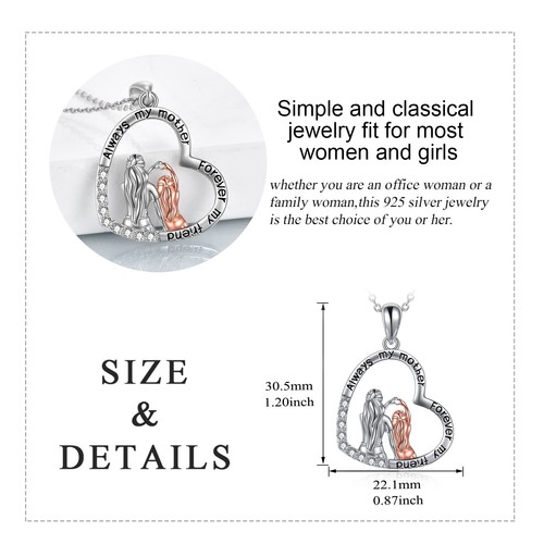 Mother's Day Gifts for Mom 925 Sterling Silver Mother and Daughter Necklace M... - Picture 6 of 7