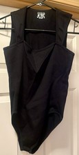 OQQ Black Bodysuit Square Neck Sleeveless Size XL Stretch NWOT