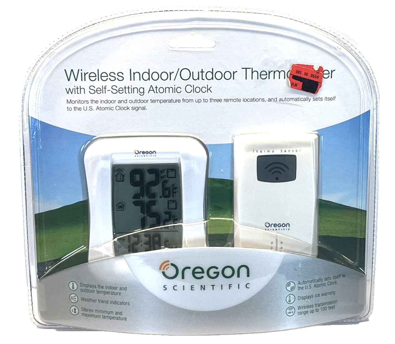Oregon Scientific Indoor/Outdoor Thermometer With Atomic Clock Model RMR682A NEW