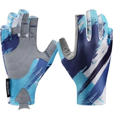 UPF 50+ Fishing Gloves UV Sun Protection Fingerless Gloves for Kayaking Paddling