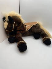 Animal Alley Horse Plush Brown Beige Toys R Us Floppy Pony Saddle Briddle 16"