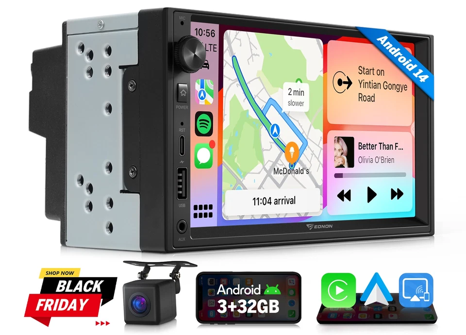 EONON Double Din 7" Android 14 Autoradio Car Stereo GPS Navigation System WiFi CarPlay