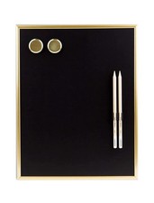 New Magnetic Black Chalkboard 14x14 Gold Trim Frame With 2 Chalks Magnets