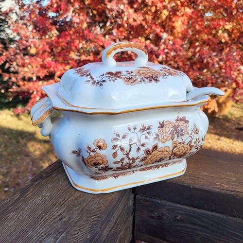 Vintage Porcelain Tureen With Lid & Ladle Floral Vicki Japan MCM Thanksgiving - Picture 5 of 14