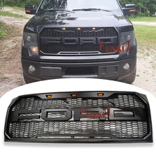 Front Bumper Grille For 2009-2014 Ford F150 F-150 Hood Grill Raptor Style Black