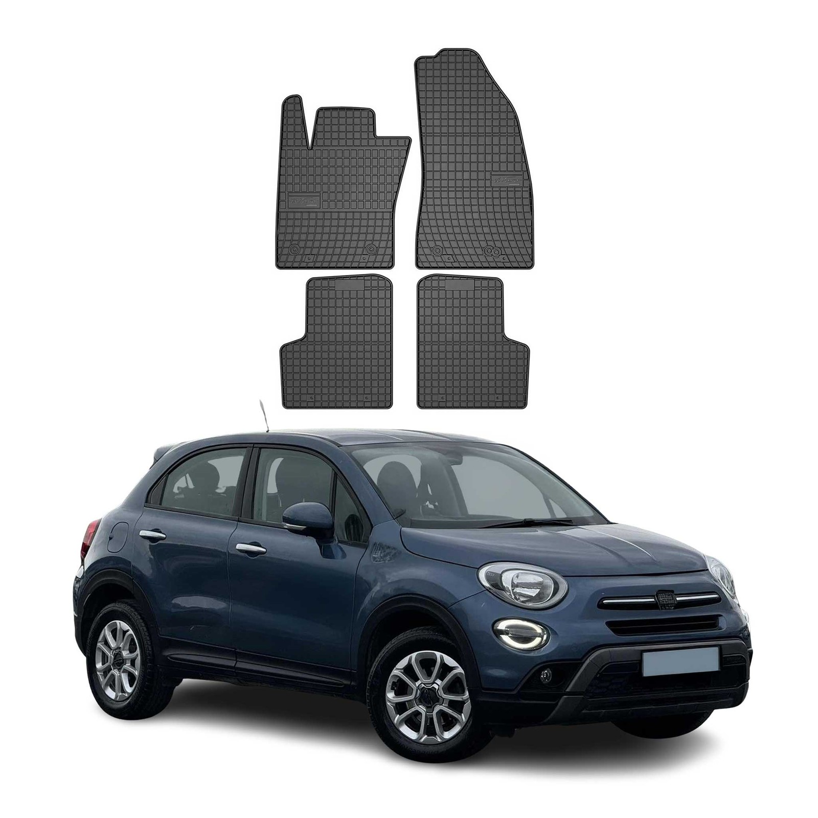 Tapis de sol Fiat 500X en caoutchouc noir OMAC pour modèles 2015 à 2026