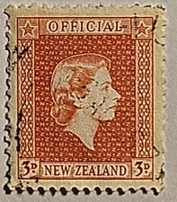 New Zealand 1954, QEII, 3D, "Official" Used Stamp, Quick & FREE SHIPPING!
