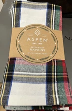 NEW TARTAN Aspen Set of EIGHT Holiday Christmas Plaid Napkins  18 X 18