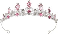 Pink Queen Crown for Women Crystal Tiara Girl Rhinestone Wedding