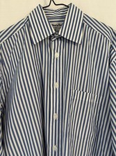 HENRY BUCKS shirtmakers since 1890 pure cotton blue/white stripe shirt as NEW