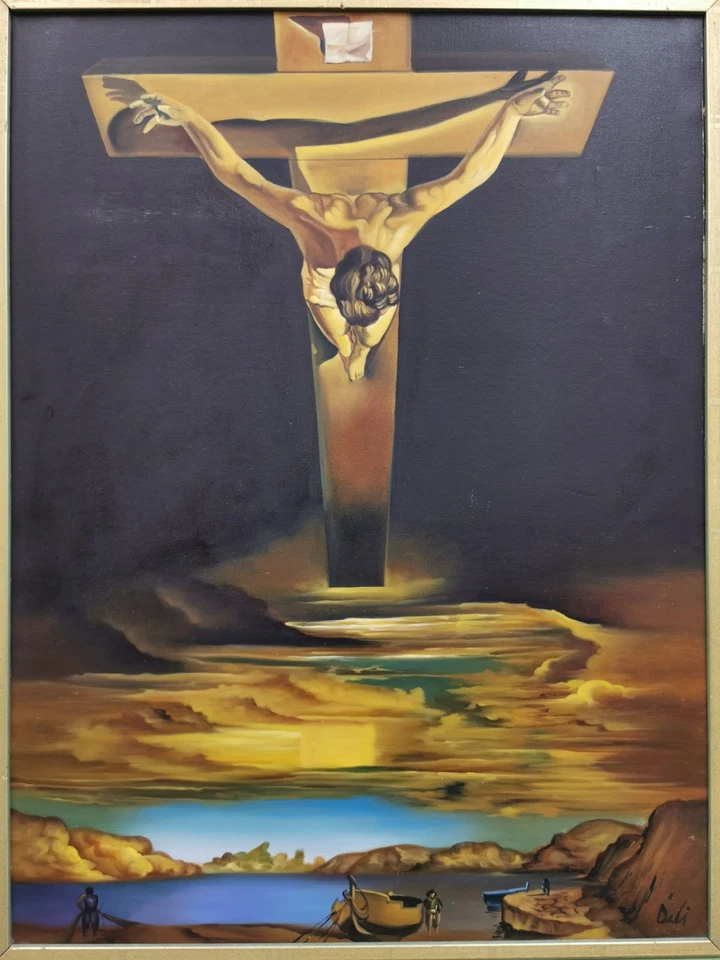 ÖLGEMÄLDE Der Christus des Heiligen Johannes vom Kreuz Kopie nach SALVADOR DALI - Bild 3 von 4