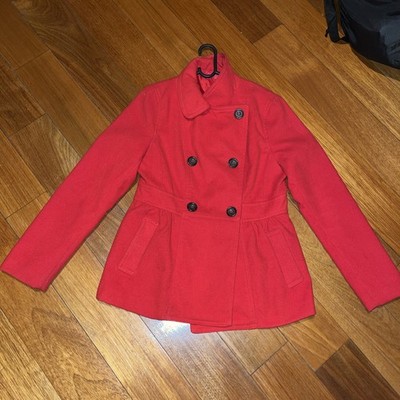 Bright  Red H&M pea coat  Jacket Size 12 casual dress coat 