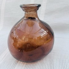 Vintage Amber Brown Glass Bottle Vase Retro Rustic Bud Vase Cottagecore Decor