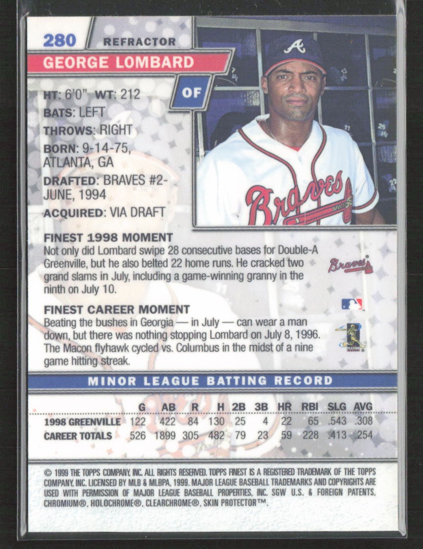 George Lombard 1999 Finest #280 Refractors Atlanta Braves | eBay