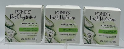 Lot of 3 Pond s Fresh Hydration Gel Aloe Extract Vitamin B3 3.4oz Face Cream
