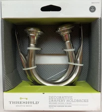 Target Threshold Decorative Drapery Holdbacks NEW Set of 2 Brushed Nickel Finish