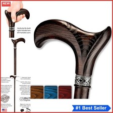 Handcrafted Walking Cane Oak Wood Ergonomic Derby Handle Men Women 36 Inch
