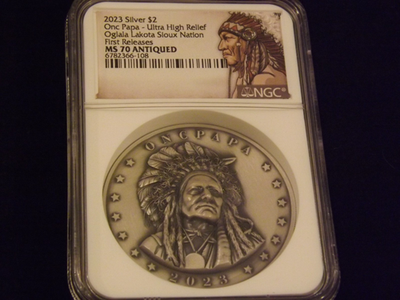 #ad 2023 $2 ONC PAPA Oglala Lakota Sioux Nation BISON NGC MS 70 $605.00