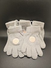 Lot Of 5 Pair Kids Gloves One Size Fits Most- Gray w/ Pink Smiley Face Design