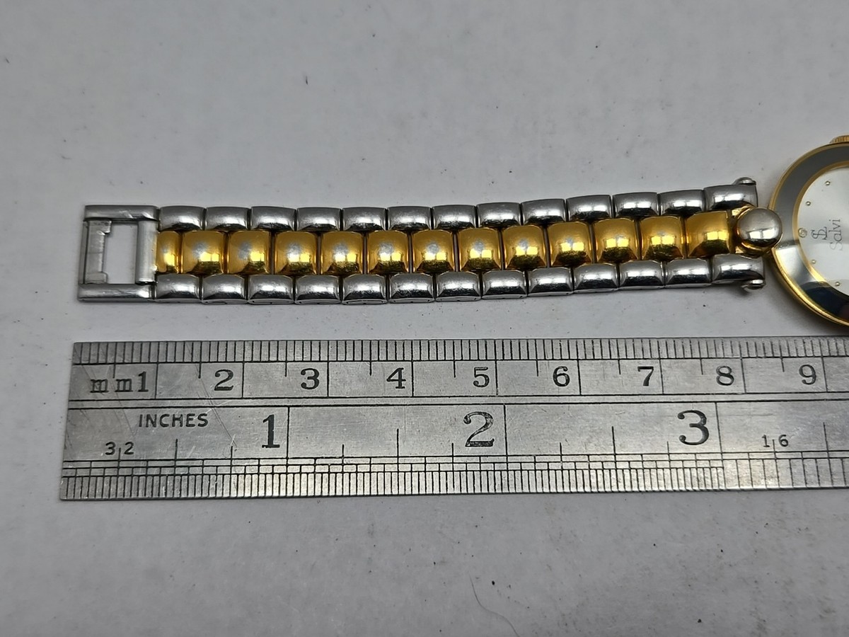 Womens Vintage Salvi 18K Gold Plated Watch 334362 Silver Two Tone New Battery Vintage SALVI WATCH 18k gold plated Tachymetre Swiss movt  main image 4