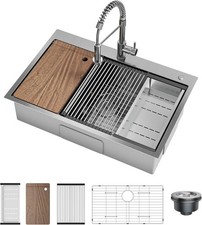 33"x22"x9" Drop-in Kitchen Sink Set Stainless Steel Kitchen Sink Single Bowl