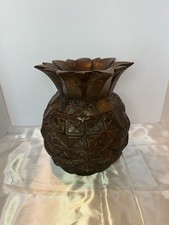 Decorative Pineapple Decor 12" Tall With Removable Top Resin Brown Textured