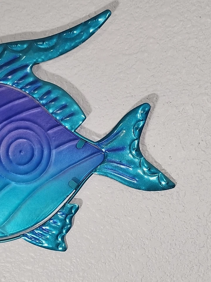 Cerca de parede de metal e vidro para peixes tropicais vida oceânica decoração de jardim azul/verde/rosa - Imagem 4 de 4