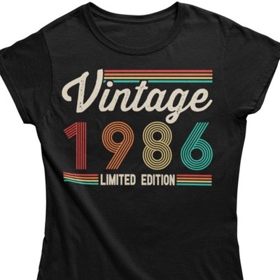 Vintage 1986 Damen T-Shirt 40 Geburtstag Geschenk Frau Retro Slim Fit