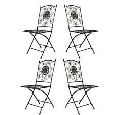 Sedia pieghevole da bistrot Barcellona nero opaco rustico - set di 4 di Chivari