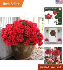 6 Pcs UV Resistant Red Geraniums - Luxurious Silk Flowers for Indoor  Outdoor