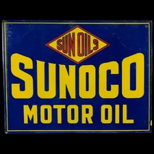 PORCELAIN SUNOCO ENAMEL SIGN 30X20 INCHES DOUBLE SIDED