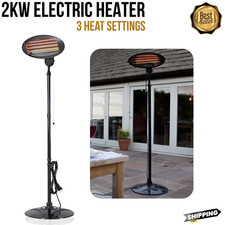 2KW Electric Patio Heater Free Standing Quartz Warmer Garden Outdoor Heaters UK