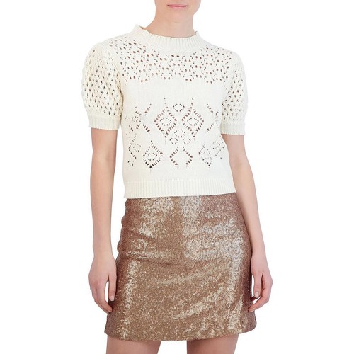 BCBGMAXAZRIA Womens Ivory Knit Dressy Office Pullover Top Shirt L BHFO 8692