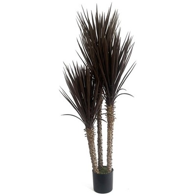 Yucca Baum 155cm XL UV beständiger Kunststoff stachelig dreifach dunkelbraun-rot realistisch+