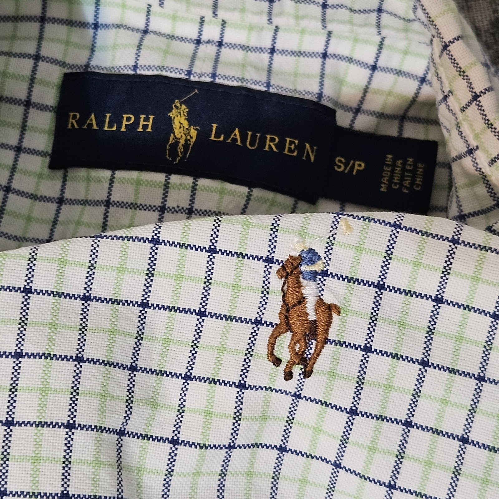Ralph Lauren FLESH MULTICOLOR PONY camicia con bottoni piccolo quadri uomo S