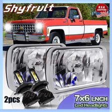 For Chevrolet C10 C20 C30 1981-1986 Pair 7x6" 5x7 LED Headlights Hi/Lo DRL Lamp