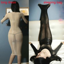 Women Men 8D Oil Shiny Glossy Bodystocking Bodycon Long Dress Bodysuit Bodyhose