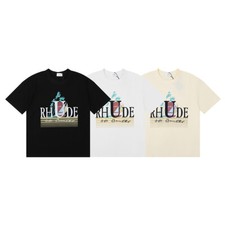 NEW Men Women RHUDE High Quality 100 Cotton Short Sleeve Polo T-Shirt SZ:S-2XL